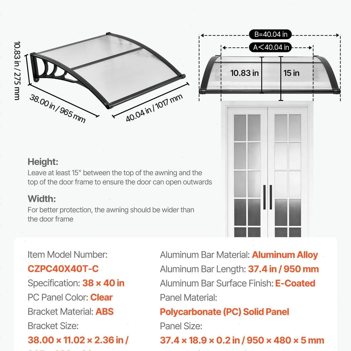 Awnings for Door Entrance,Exterior Front DoorWindow Awnings with Drainage