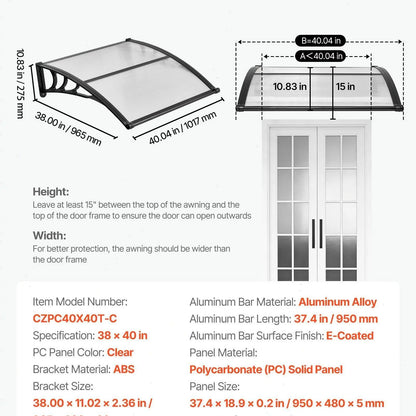 Awnings for Door Entrance,Exterior Front DoorWindow Awnings with Drainage