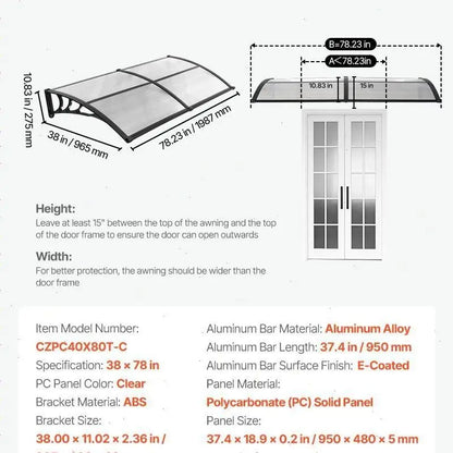 Awnings for Door Entrance,Exterior Front DoorWindow Awnings with Drainage