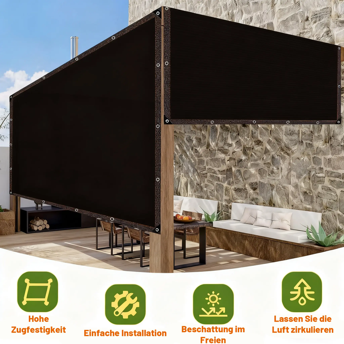 90% Blackout Cloth (Black) UV-Resistant Shade Net with Reinforced Rivets
