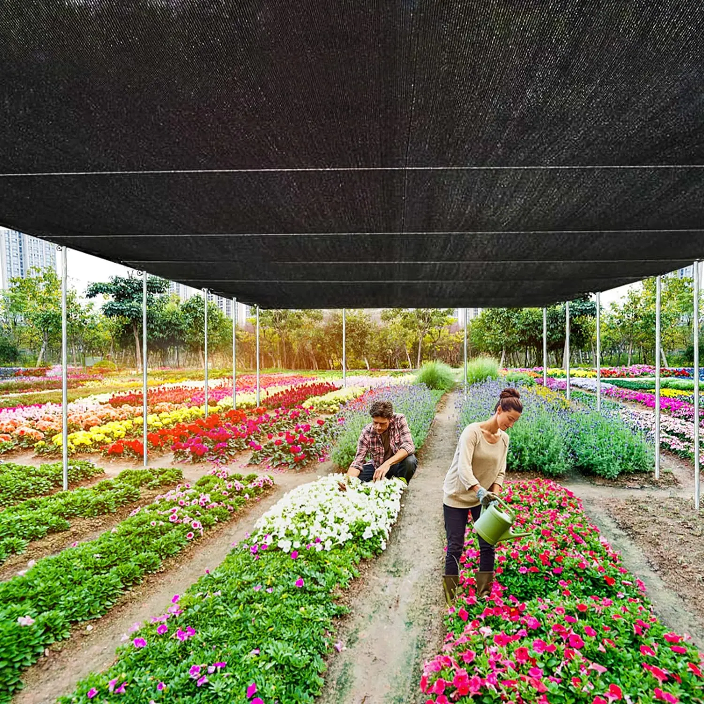 90% Blackout Cloth (Black) UV-Resistant Shade Net with Reinforced Rivets