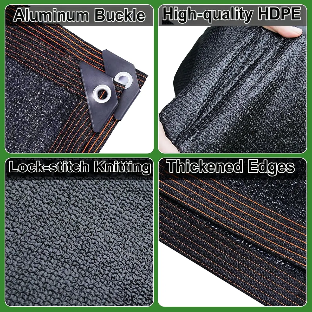 90% Blackout Cloth (Black) UV-Resistant Shade Net with Reinforced Rivets