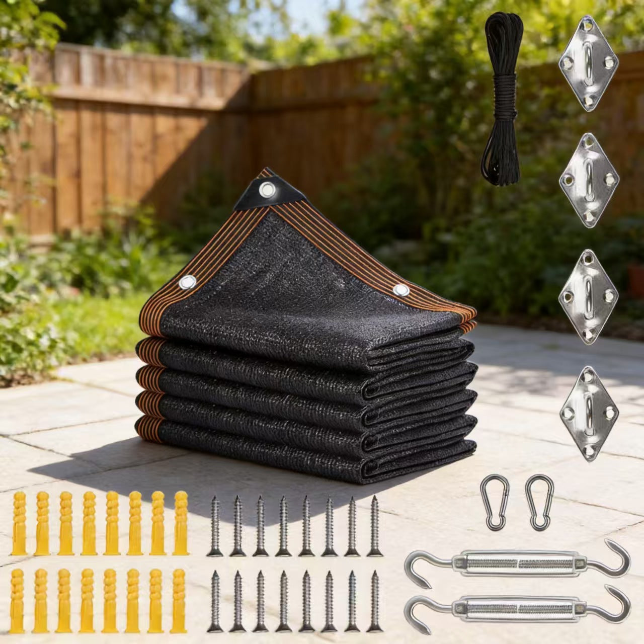 90% Blackout Cloth (Black) UV-Resistant Shade Net with Reinforced Rivets