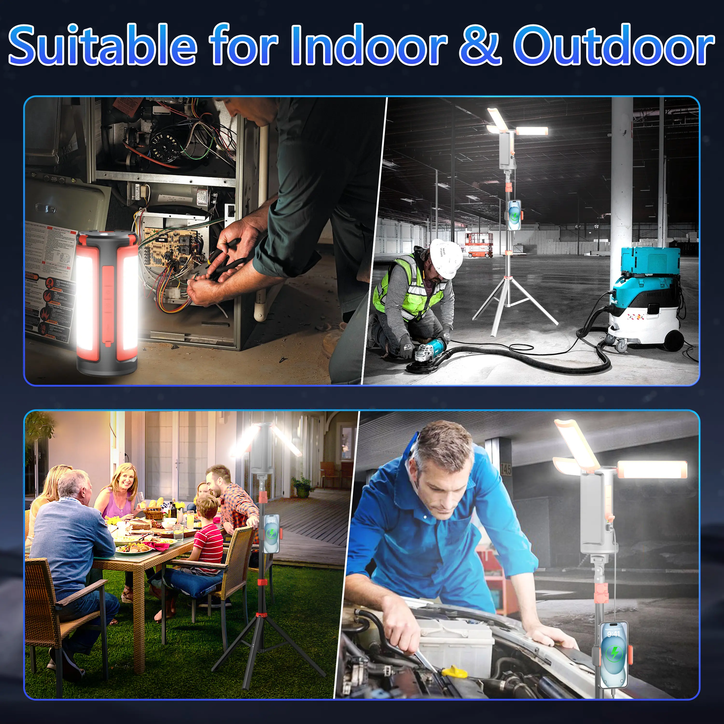 3-Head LED Camping Light with 10000mAh Power Bank