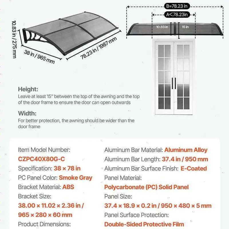 Awnings for Door Entrance,Exterior Front DoorWindow Awnings with Drainage