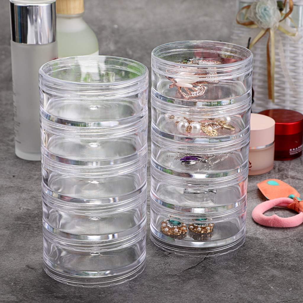 2-Piece 5-Compartment Clear Round Storage Container Set