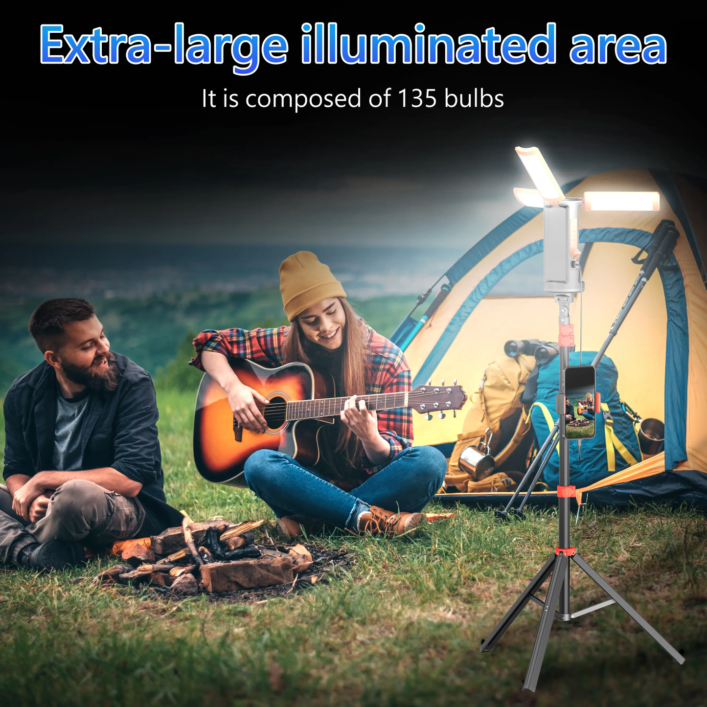 3-Head LED Camping Light with 10000mAh Power Bank