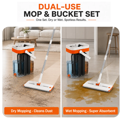3-Tank Hands-Free No-Rinse Flat Mop with Bucket