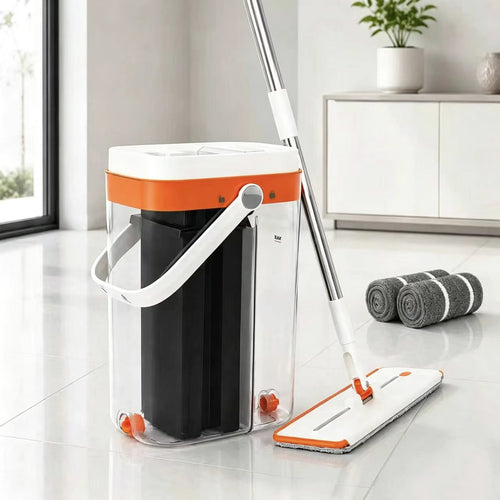 3-Tank Hands-Free No-Rinse Flat Mop with Bucket