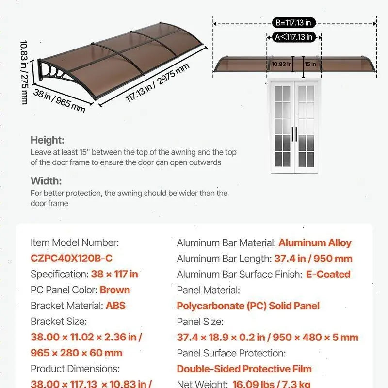 Awnings for Door Entrance,Exterior Front DoorWindow Awnings with Drainage