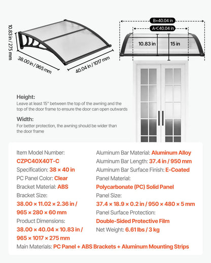 Awnings for Door Entrance,Exterior Front DoorWindow Awnings with Drainage