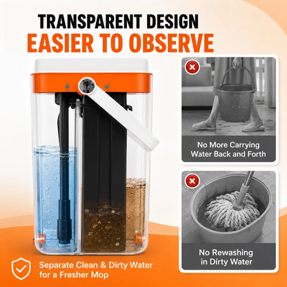 3-Tank Hands-Free No-Rinse Flat Mop with Bucket
