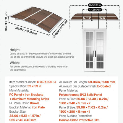 Awnings for Door Entrance,Exterior Front DoorWindow Awnings with Drainage