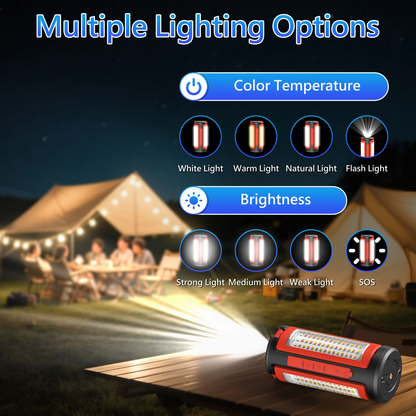 3-Head LED Camping Light with 10000mAh Power Bank