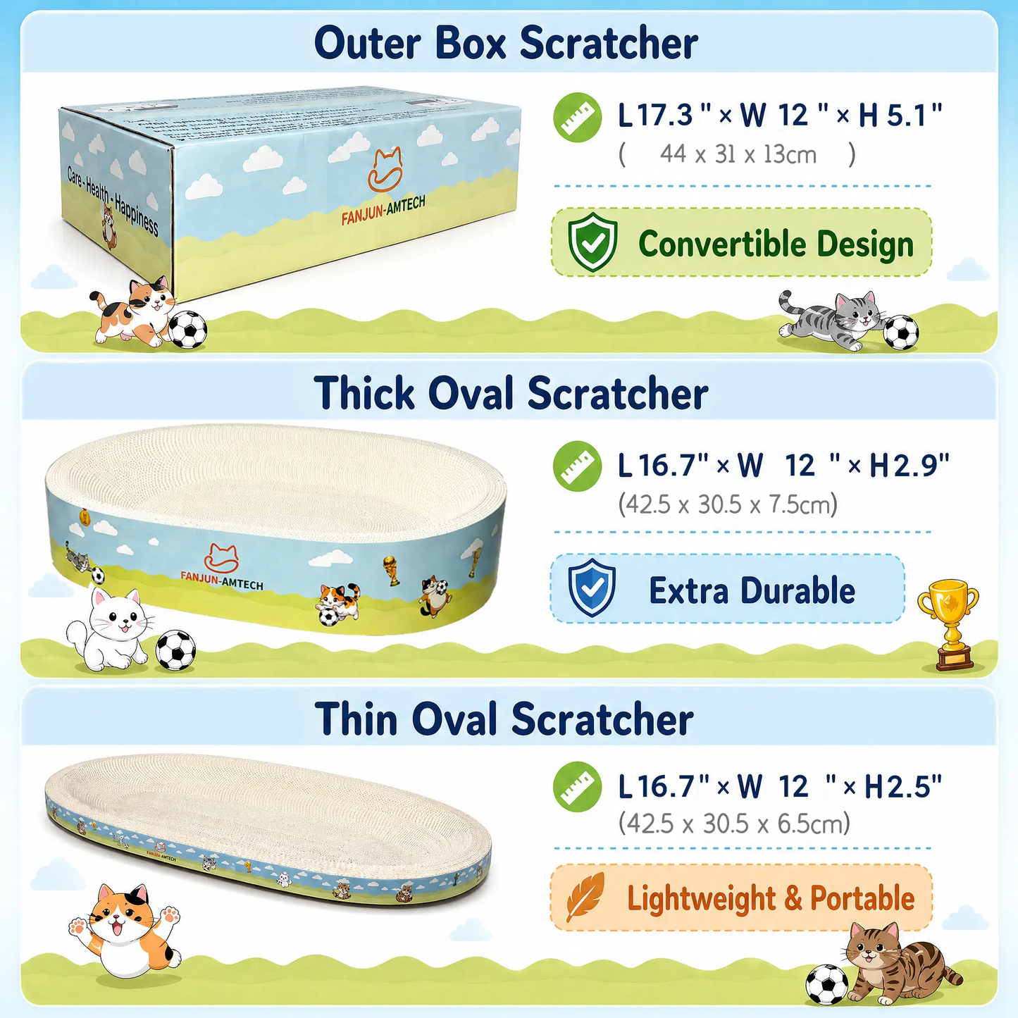 Heavy Duty Cat Scratcher Lounge,3-in-1 Stackable Large Cat Scratching Bed