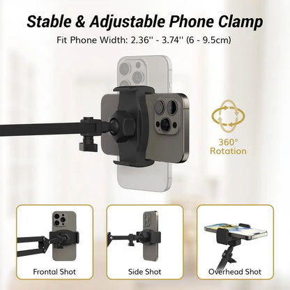 10" Overhead Ring Light Kit, Boom Arm & Phone Holder