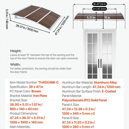 Awnings for Door Entrance,Exterior Front DoorWindow Awnings with Drainage