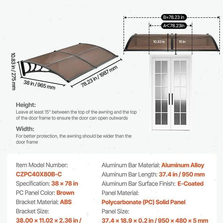 Awnings for Door Entrance,Exterior Front DoorWindow Awnings with Drainage