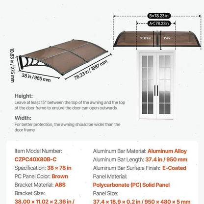 Awnings for Door Entrance,Exterior Front DoorWindow Awnings with Drainage